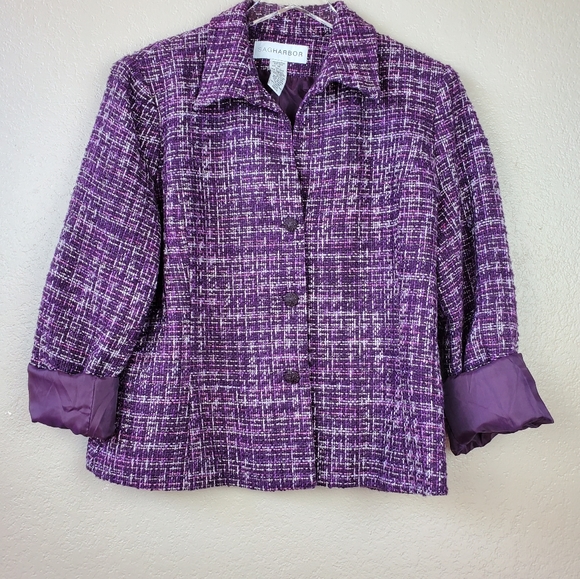 VTG Academia Style Woven Thread Plaid Blazer Jacket Shacket 14 - Picture 4 of 8